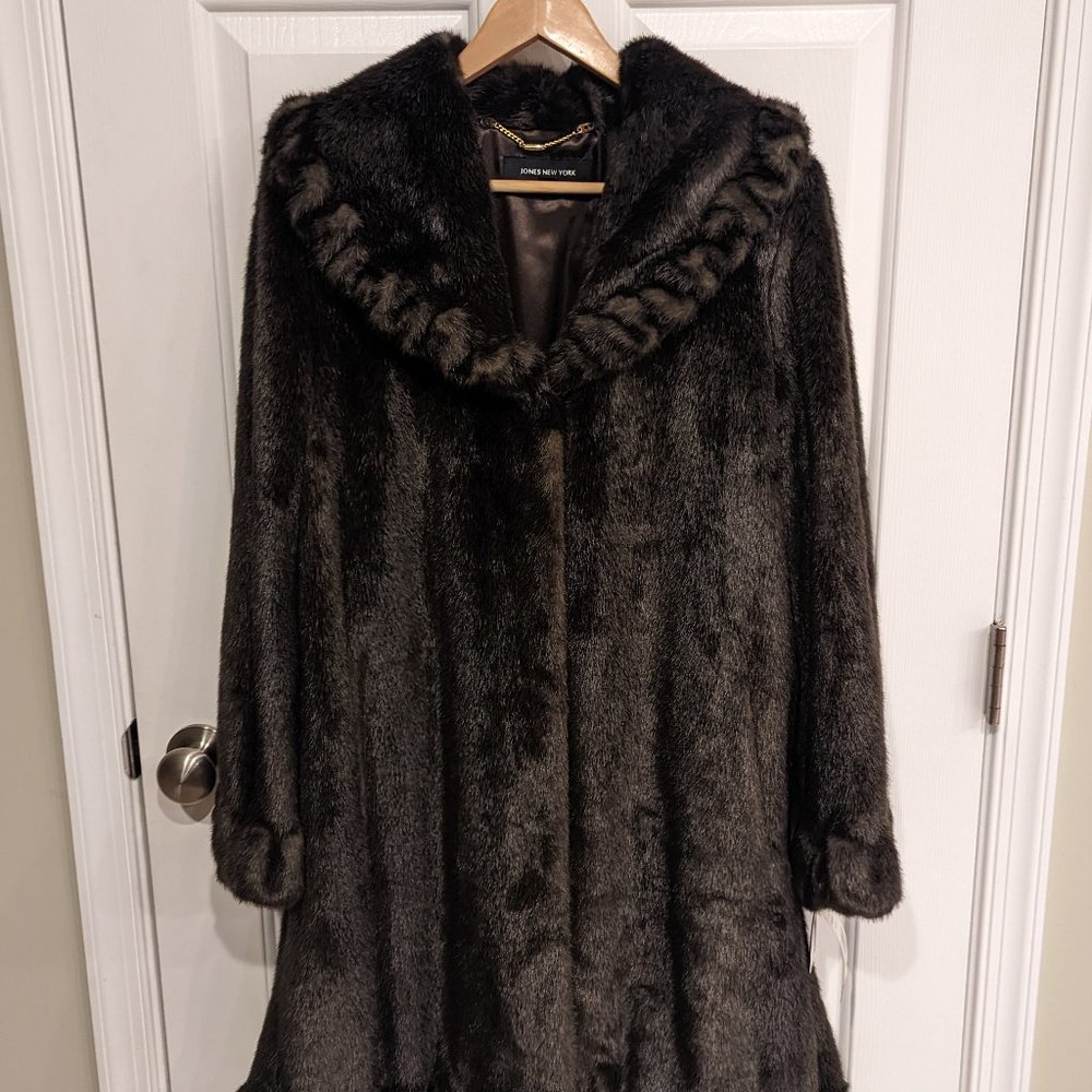 Jones of New York Faux Fur Mahogany/Brown Coat